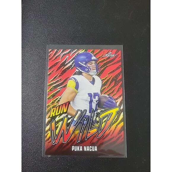 2024 Leaf Football Run Wild Red Parallel Puka Nacua RW-8 Rams - Picture 1 of 2